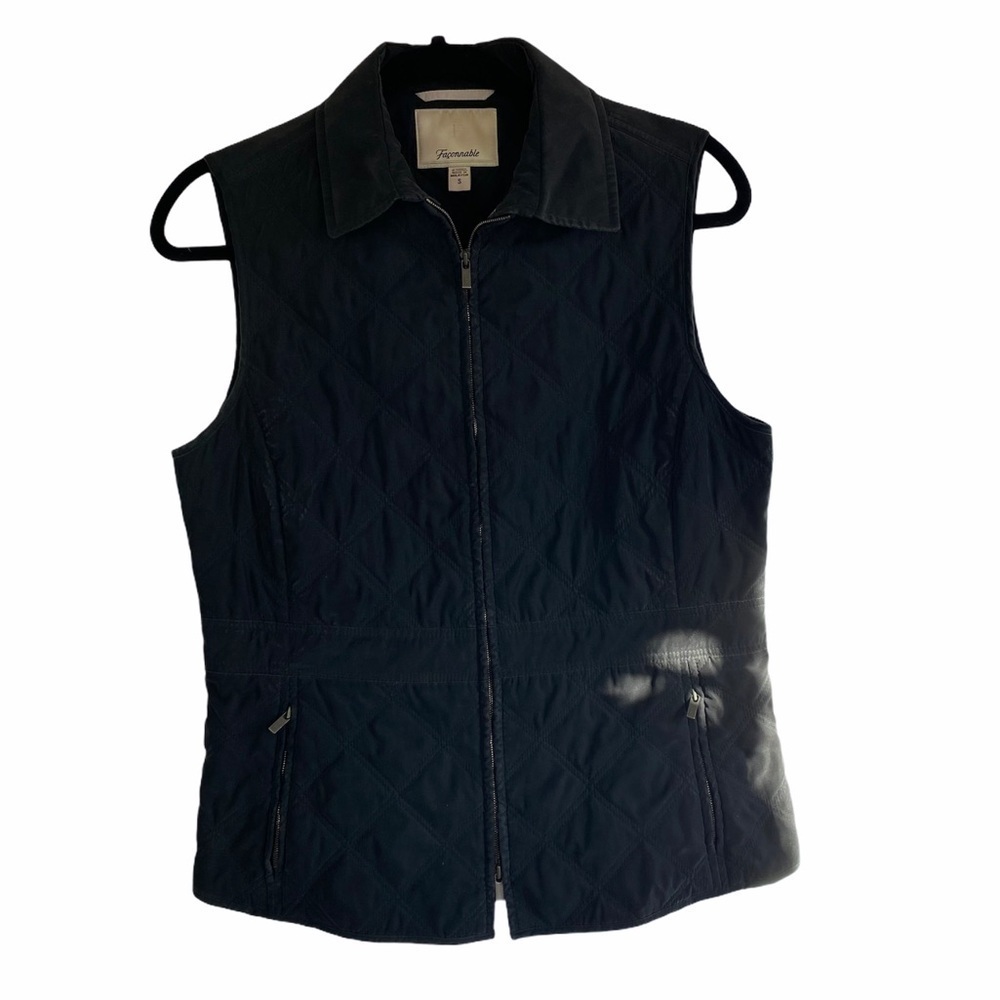 Faconnable Black Quilted Vest Size Small